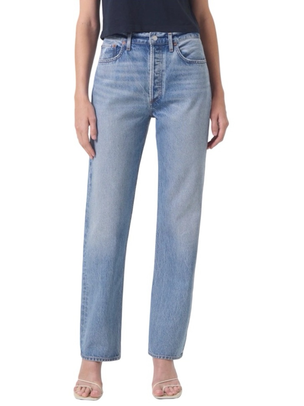 AGOLDE 90s Pinch Waist Straight Leg High Rise Jean in Infinite Blue Wash Size 28
